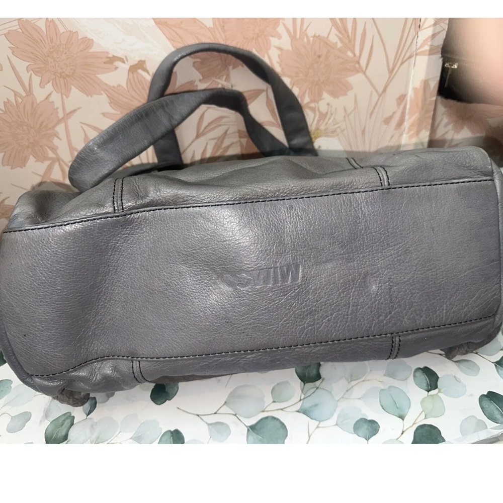 mimco vintage grey leather suede large shoulder hand bag - Picture 11 of 11